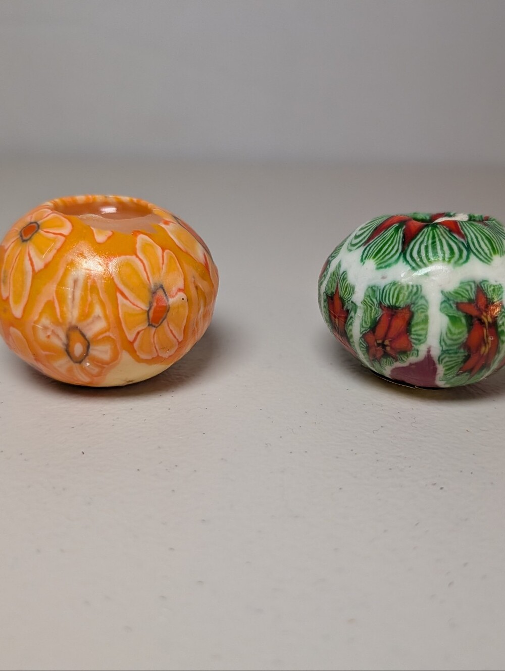 Set Of 2 Vintage Style Millefiori Style Wax Sphere Shape Candles